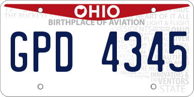 OH license plate GPD4345