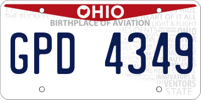 OH license plate GPD4349