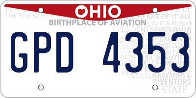 OH license plate GPD4353