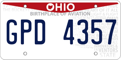 OH license plate GPD4357