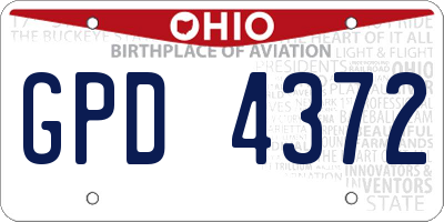 OH license plate GPD4372