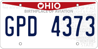 OH license plate GPD4373