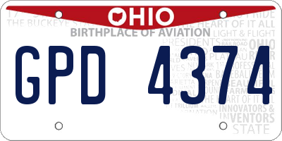 OH license plate GPD4374