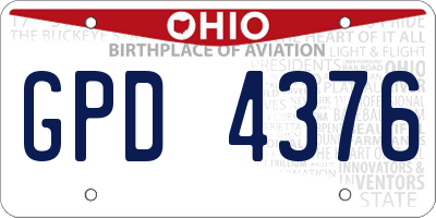 OH license plate GPD4376