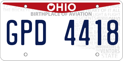 OH license plate GPD4418