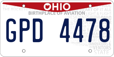 OH license plate GPD4478
