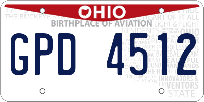 OH license plate GPD4512
