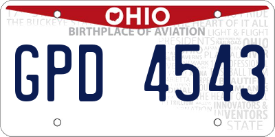 OH license plate GPD4543