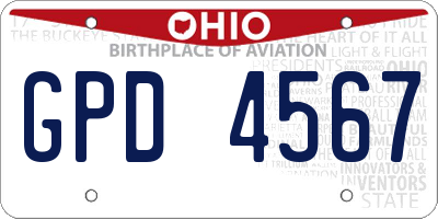 OH license plate GPD4567