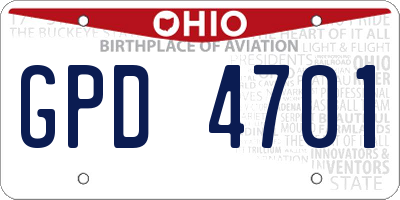 OH license plate GPD4701