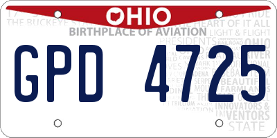 OH license plate GPD4725