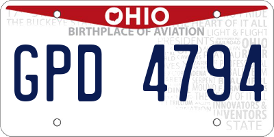 OH license plate GPD4794