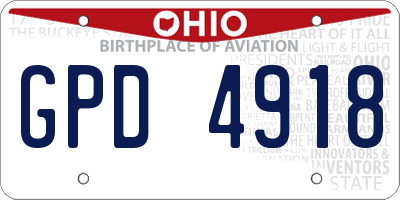 OH license plate GPD4918