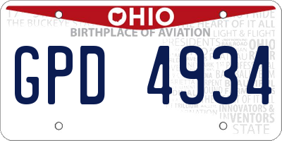 OH license plate GPD4934