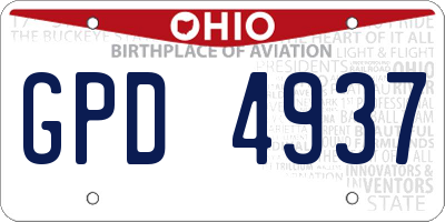 OH license plate GPD4937