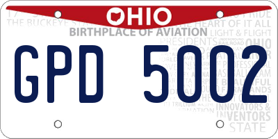 OH license plate GPD5002