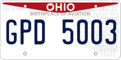 OH license plate GPD5003
