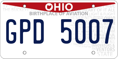 OH license plate GPD5007