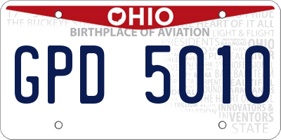 OH license plate GPD5010