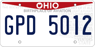 OH license plate GPD5012