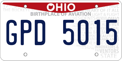 OH license plate GPD5015
