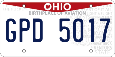 OH license plate GPD5017