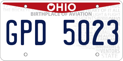 OH license plate GPD5023