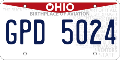 OH license plate GPD5024