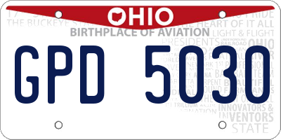 OH license plate GPD5030