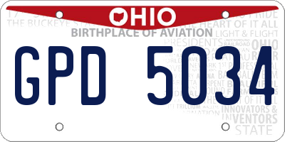 OH license plate GPD5034