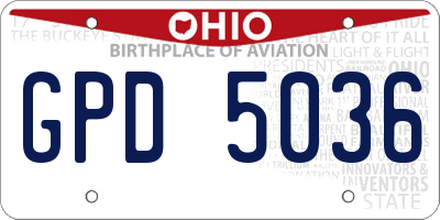 OH license plate GPD5036