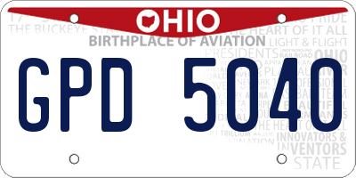 OH license plate GPD5040