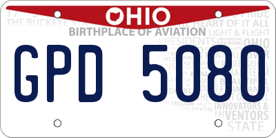OH license plate GPD5080