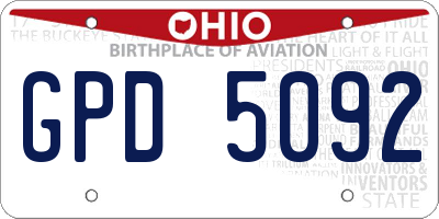 OH license plate GPD5092