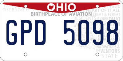 OH license plate GPD5098