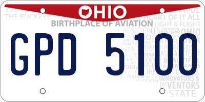 OH license plate GPD5100