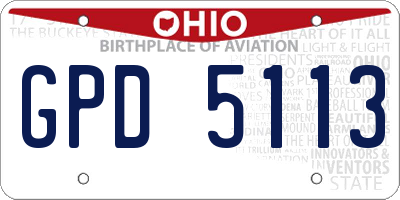 OH license plate GPD5113