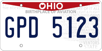 OH license plate GPD5123