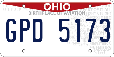 OH license plate GPD5173