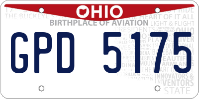 OH license plate GPD5175