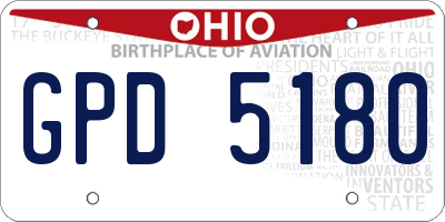 OH license plate GPD5180