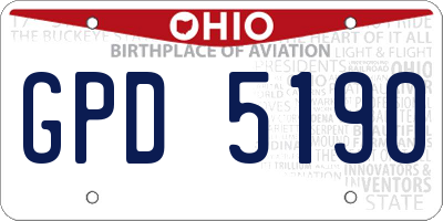 OH license plate GPD5190
