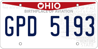 OH license plate GPD5193