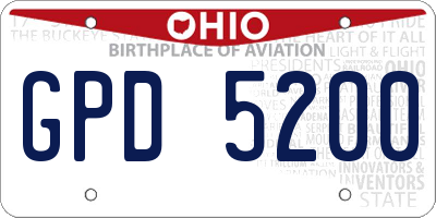 OH license plate GPD5200