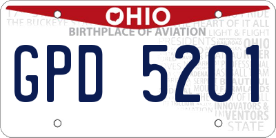 OH license plate GPD5201