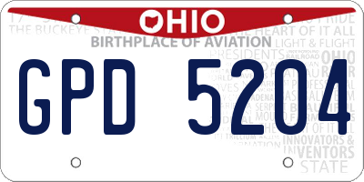 OH license plate GPD5204