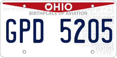 OH license plate GPD5205