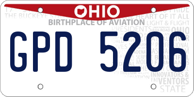 OH license plate GPD5206