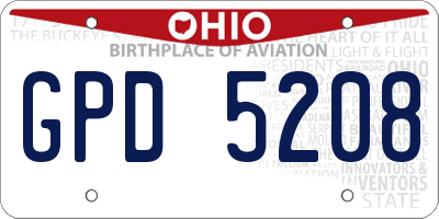 OH license plate GPD5208