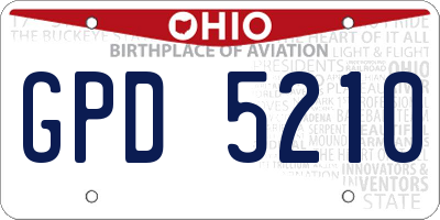 OH license plate GPD5210